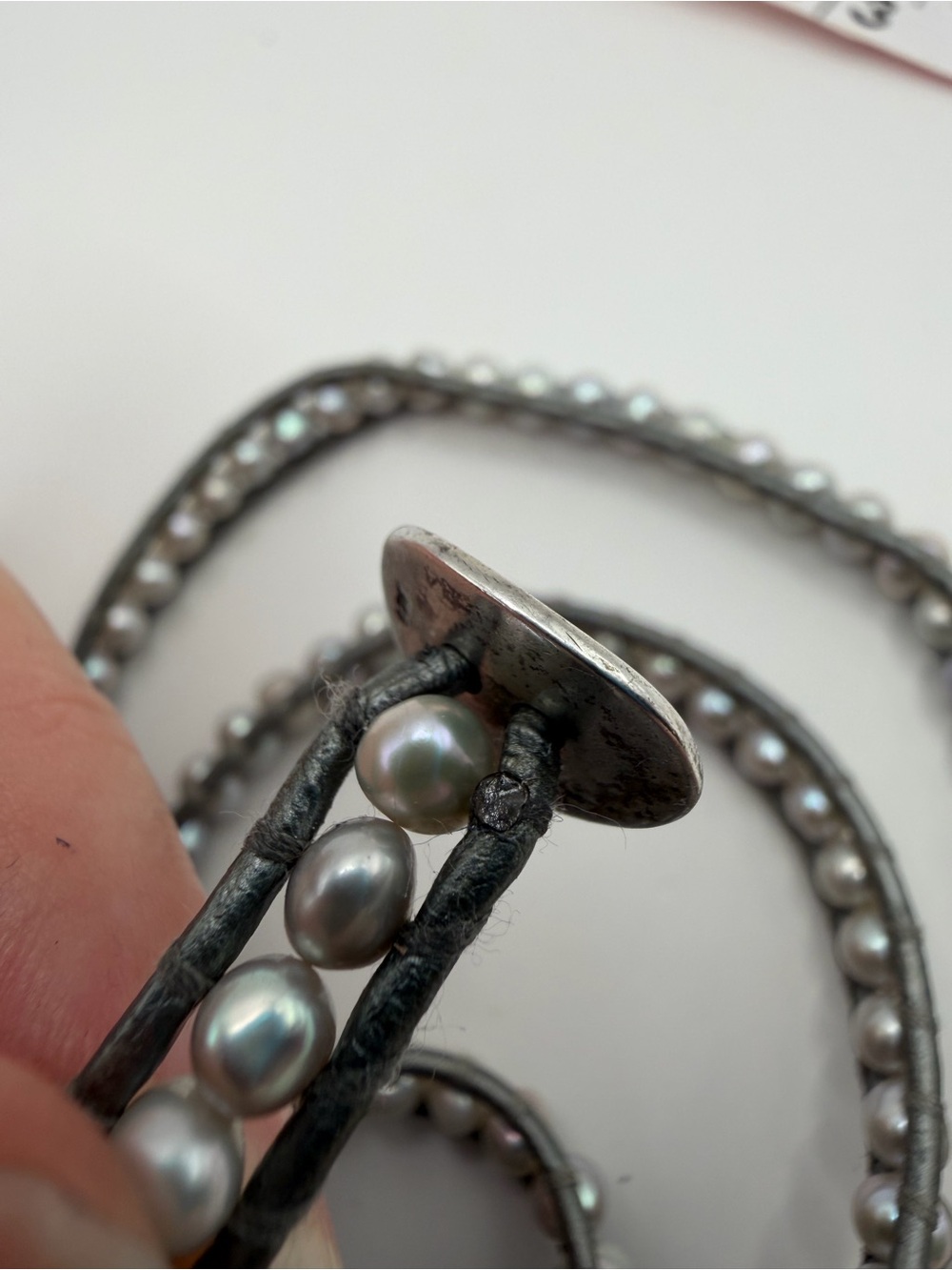 Chan Luu Gray Leather Wrap Bracelet with Gray Pearls - Picture 12 of 15